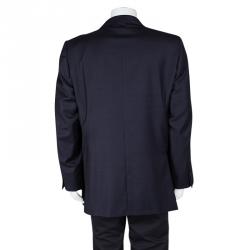 Pre Owned بليزر ايرمنيجيلدو زينيا سو ميسورا صوف كاروهات أزرق كحلي 5XL