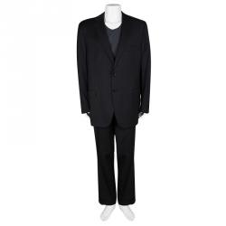 Ermenegildo Zegna Su Misura Black Wool Traveller Micronsphere Suit 5XL