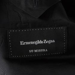 Ermenegildo Zegna Su Misura Black Wool Traveller Micronsphere Suit 5XL