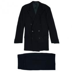 Pre Owned Ermenegildo Zegna Black Pinstripe Suit EU58