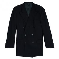 Pre Owned Ermenegildo Zegna Black Pinstripe Suit EU58