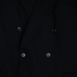 Pre Owned Ermenegildo Zegna Black Pinstripe Suit EU58