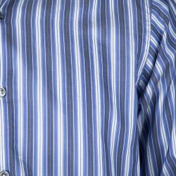 Pre Owned Ermenegildo Zegna Blue Striped Long Sleeve Buttondown Cotton Shirt S