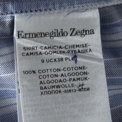 Pre Owned Ermenegildo Zegna Blue Striped Long Sleeve Buttondown Cotton Shirt S