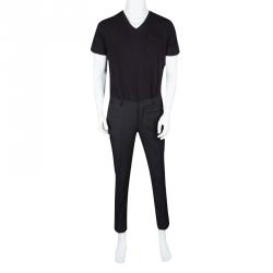 Pre Owned بنطلون زد زينيا مفصل مكسم ضيق صوف رمادي داكن M