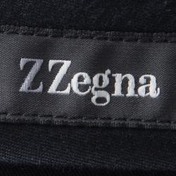 Pre Owned بنطلون زد زينيا مفص ل مكسم ضيق صوف رمادي داكن M