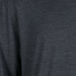 Pre Owned Ermenegildo Zegna Dark Grey Cashmere and Silk Long Sleeve V Neck Sweater XXL
