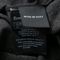Pre Owned Ermenegildo Zegna Dark Grey Cashmere and Silk Long Sleeve V Neck Sweater XXL