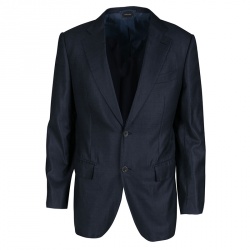 Ermenegildo Zegna Couture Navy Blue Wool and Silk Regular Fit Tailored Suit L