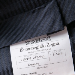 Ermenegildo Zegna Couture Navy Blue Wool and Silk Regular Fit Tailored Suit L