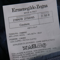 Ermenegildo Zegna Couture Navy Blue Wool and Silk Regular Fit Tailored Suit L