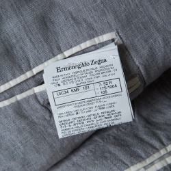 Pre Owned بليزر ايرمنيجيلدو زينيا تفصايل ياقة مضلع كتان رمادي XL