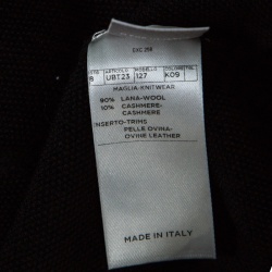 Pre Owned Ermenegildo Zegna Black Wool and Cashmere Leather Patch Detail Sweater XXL
