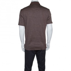 Pre Owned Ermenegildo Zegna Brown Marled Cotton Polo T-Shirt M