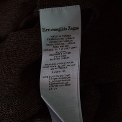 Pre Owned Ermenegildo Zegna Brown Marled Cotton Polo T-Shirt M
