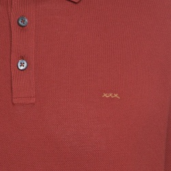 Pre Owned Ermenegildo Zegna Couture Brick Red Cotton Knit Polo T-Shirt L