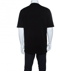 Pre Owned تي شيرت ايرمنيجيلدو زينيا مطرز شعار تريكو أسود كوتور L