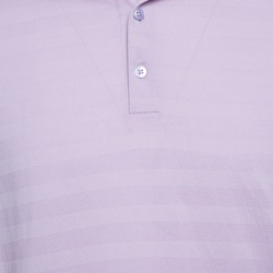 Pre Owned Ermenegildo Zegna Purple Perforated Striped Cotton Knit Short Sleeve Polo T-Shirt L
