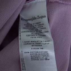 Pre Owned Ermenegildo Zegna Purple Perforated Striped Cotton Knit Short Sleeve Polo T-Shirt L
