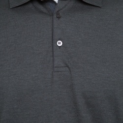 Pre Owned Ermenegildo Zegna Grey Honeycomb Knit Collared Long Sleeve T-Shirt XXL
