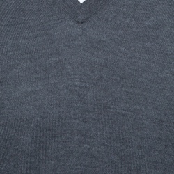 Ermenegildo Zegna Grey Cashseta Light Ribbed Trim V-Neck Sweater XXL
