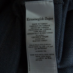 Pre Owned Ermenegildo Zegna Metallic Grey Silk Knit Ribbed Trim Polo T-Shirt M