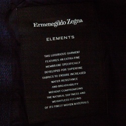 Pre Owned Ermenegildo Zegna Navy Blue Melange Wool Leather Trim Quilted Down Jacket XXL