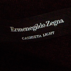 Pre Owned Ermenegildo Zegna Brown Cashseta Light Ribbed Trim V-Neck Sweater L