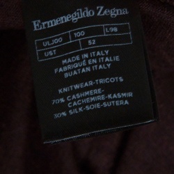 Pre Owned Ermenegildo Zegna Brown Cashseta Light Ribbed Trim V-Neck Sweater L