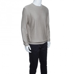 مملوكة مسبقًا سويتر ايرمنيجيلدو زينيا حواف مضلعة نمط متعرج حرير بيج L