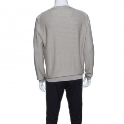 مملوكة مسبقًا سويتر ايرمنيجيلدو زينيا حواف مضلعة نمط متعرج حرير بيج L