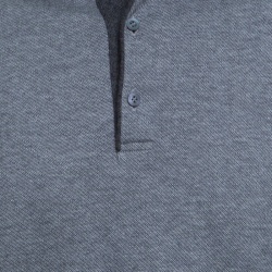 Pre Owned Ermenegildo Zegna Grey Knit Ribbed Contrast Collar Sweater XL