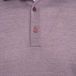 Pre Owned Ermenegildo Zegna Brown and White Cotton Diamond Patterned Knit Polo T-Shirt S