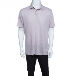 Pre Owned Ermenegildo Zegna Dull Pink Linen Short Sleeve Polo T-Shirt M
