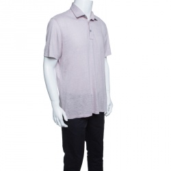 Pre Owned Ermenegildo Zegna Dull Pink Linen Short Sleeve Polo T-Shirt M