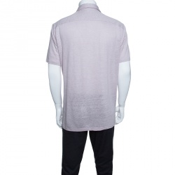 Pre Owned Ermenegildo Zegna Dull Pink Linen Short Sleeve Polo T-Shirt M