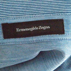 Pre Owned Ermenegildo Zegna Navy Blue and White Cotton Knit Short Sleeve Polo T-Shirt S