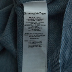 Pre Owned Ermenegildo Zegna Navy Blue and White Cotton Knit Short Sleeve Polo T-Shirt S