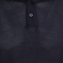Pre Owned Ermenegildo Zegna Navy Blue Perforated Silk Knit Short Sleeve Polo T-Shirt M