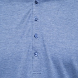 Pre Owned Ermenegildo Zegna Navy Blue and White Cotton Jersey Knit Short Sleeve Polo T-Shirt M