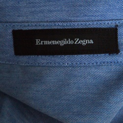 Pre Owned Ermenegildo Zegna Navy Blue and White Cotton Jersey Knit Short Sleeve Polo T-Shirt M