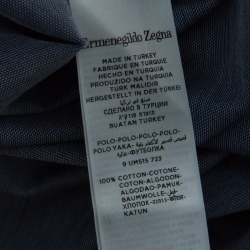 Pre Owned Ermenegildo Zegna Navy Blue and White Cotton Jersey Knit Short Sleeve Polo T-Shirt M
