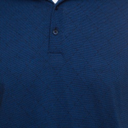 Pre Owned Ermenegildo Zegna Navy Blue and Black Cotton Knit Short Sleeve Polo T-Shirt M