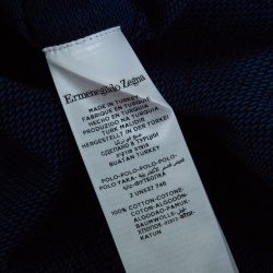 Pre Owned Ermenegildo Zegna Navy Blue and Black Cotton Knit Short Sleeve Polo T-Shirt M
