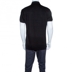 Pre Owned Ermenegildo Zegna Black Honeycomb Knit Polo T-Shirt M
