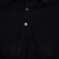Pre Owned Ermenegildo Zegna Black Honeycomb Knit Polo T-Shirt M