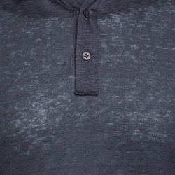 Pre Owned Ermenegildo Zegna Dark Grey Linen Jersey Polo T-Shirt S