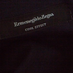 Pre Owned Ermenegildo Zegna Cool Effect Navy Blue Knit Polo T-Shirt L