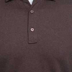 Pre Owned Ermenegildo Zegna Brown Cotton Knit Long Sleeve Polo Shirt M