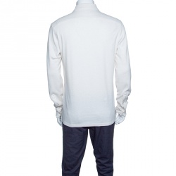 Pre Owned Ermenegildo Zegna Cream Melange Jersey Long Sleeve Polo T-Shirt M